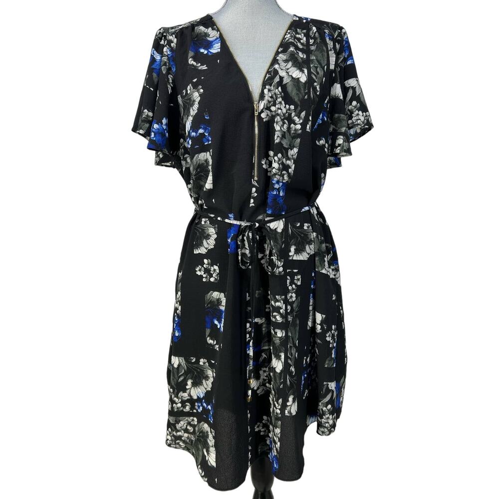 City Chic Black and Blue Floral Dress